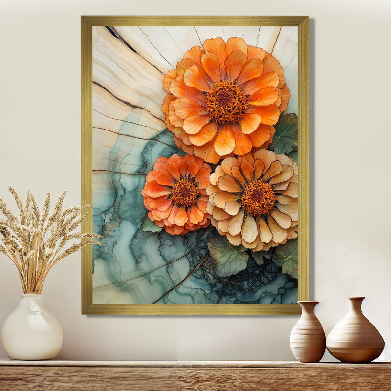 Gothard - art mural floral, H 32 po x l 16 po, Reproduction encadrée d'une seule photo, Doré