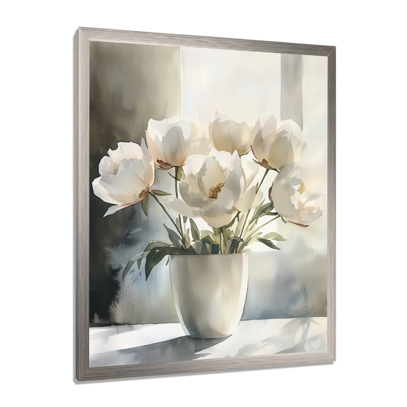 Blaisdell - Art mural floral, Reproduction encadrée d'une seule photo, Argent argent, H 20 po x l 12 po