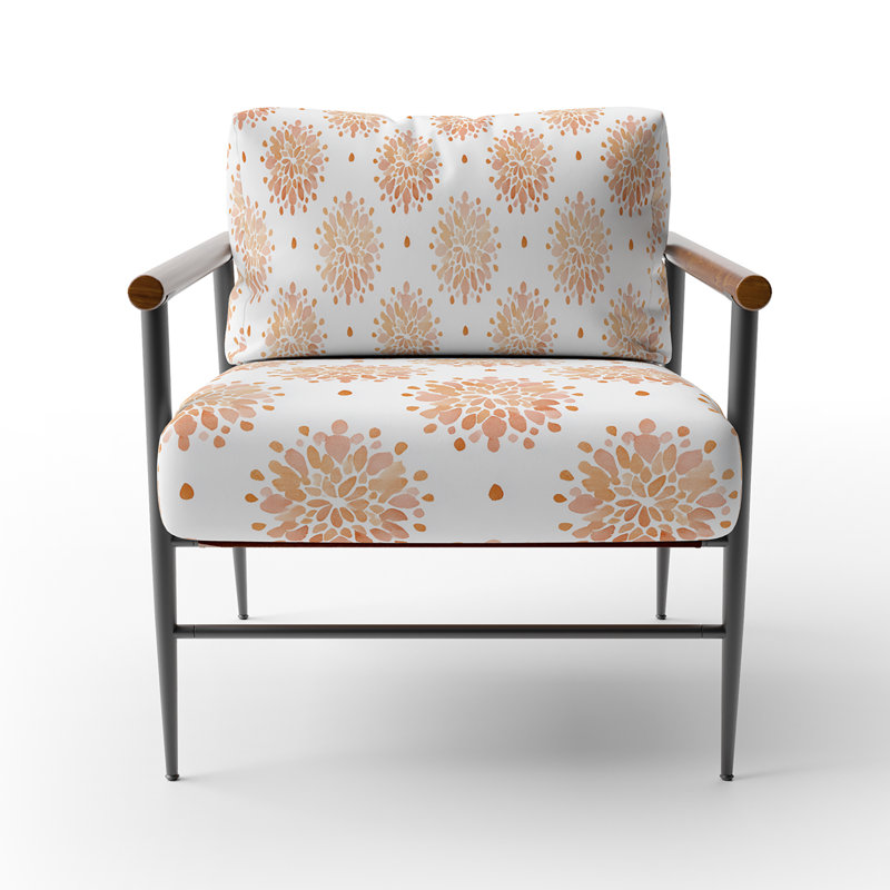 Chaise rembourrée moderne avec accoudoirs boho mandala, Accoudoirs ronds