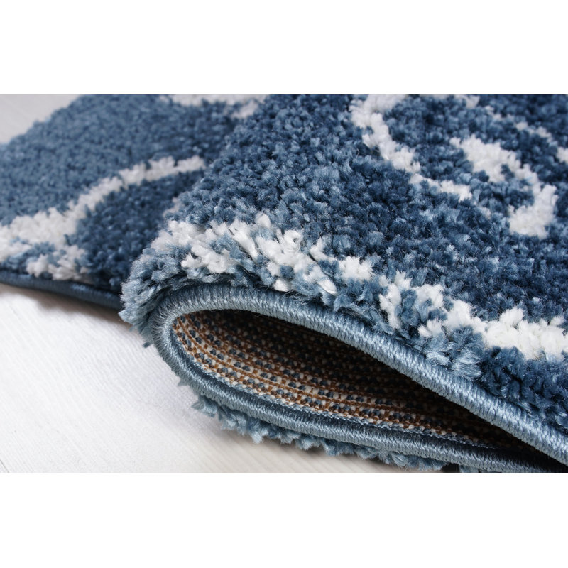 Tapis bleu à motif floral Travis Heights, Rectangle 6 pi 5 po x 9 pi 5 po