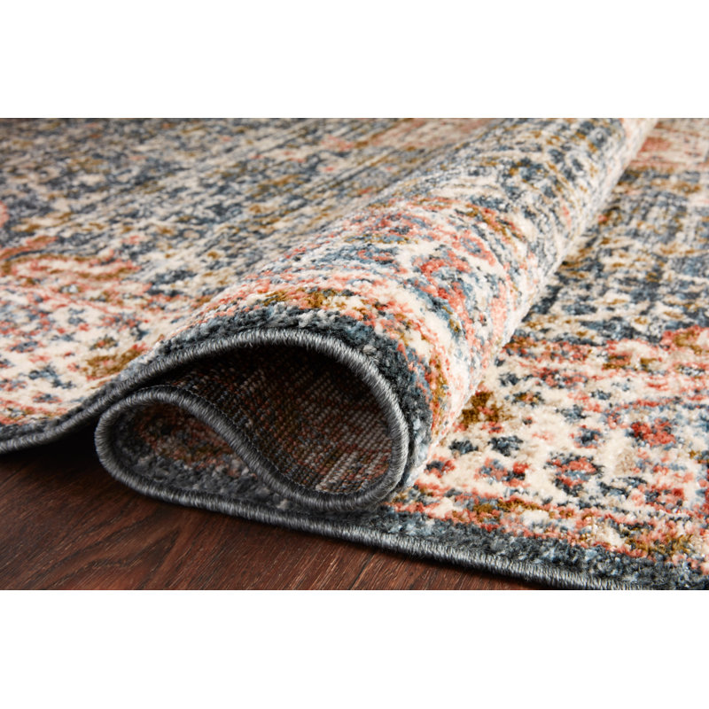 Tapis bleu marine / rouge Worchester, Rectangle 7 pi 10 po x 10 pi