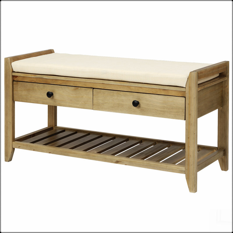 Range-chaussures avec siège rembourré et tiroirs, banc de rangement polyvalent pour entrée, Gris délavé
