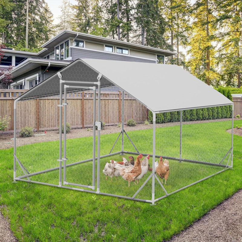 Metal Pointed Chicken Cage 0.8mm Galvanized Pipe With Reinforcing Ribs