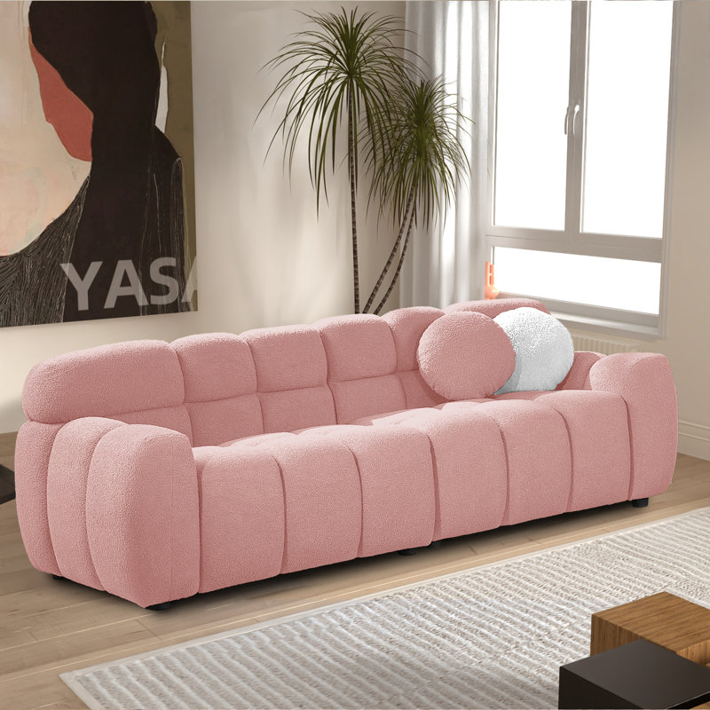 Kieayla 86.61" Upholstered Sofa, Pink