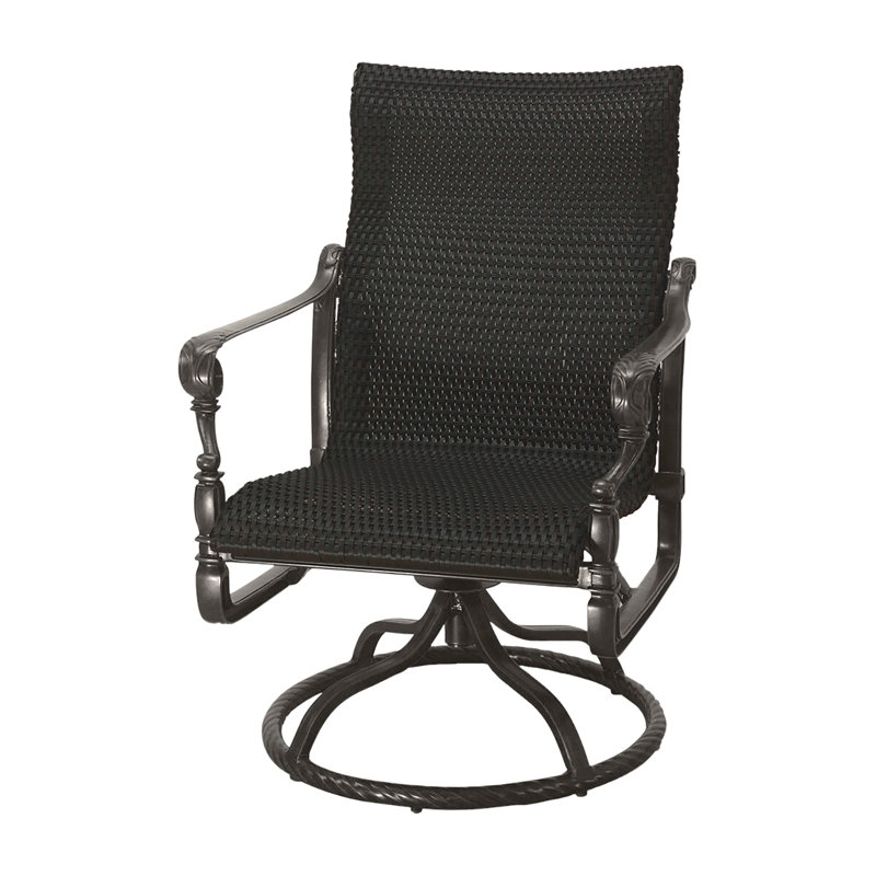 Grand Terrace Woven Standard Back Swivel Rocking Dining Chair, Mahogany, Black