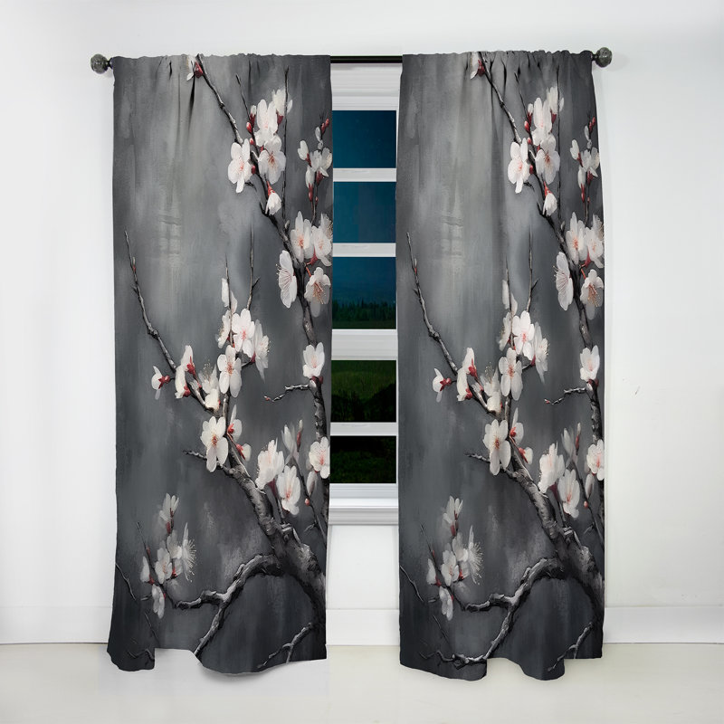 Elu - Rideau obscurcissant floral cerise - 1 panneau, L 52 po x L 63 po