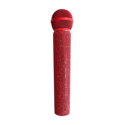 a prop Microphone Prop Fake Mic Bling Rhinestones Shining Microphone Prop Plastic Play Microphone Pretend Glitter Microphones For Stage Halloween Party
