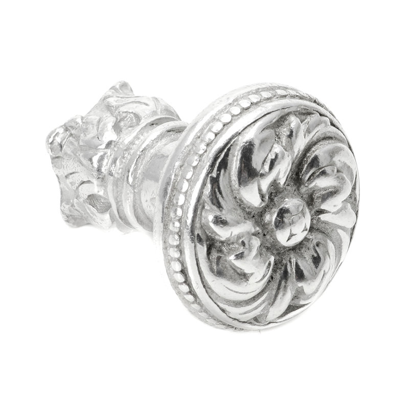 Acanthe et bouton perlé avec base de colonne de style rosette, Chrome