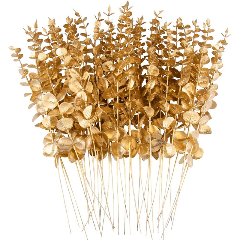 36 Pcs Gold Eucalyptus Stems Artificial Leaves Faux Eucalyp...
