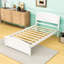 Lit plateforme simple en bois avec tête de lit-344178868