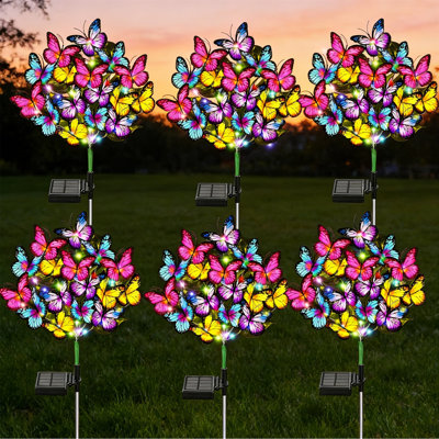 6 Pack Solar Butterfly Garden Lights Upgraded 216 LED – 102 Realistic Butterflies, IP65 Waterproof, 18H Runtime, Outdoor Pathway Yard Patio Cemetery Decor, Mother’S Day Birthday Gifts For Women