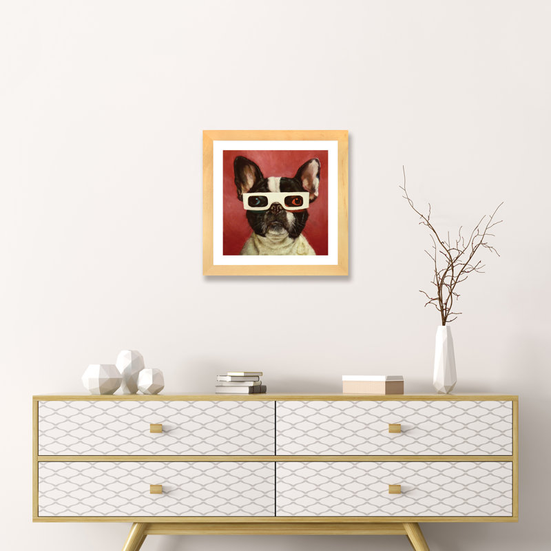 Art encadré de chien 3D, H 24 po x l 24 po x p 1 po, Papier encadré naturel