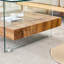 Table basse carrée à deux niveaux, plateau en verre moderne avec tablette inférieure en bois clair, conception polyvalente