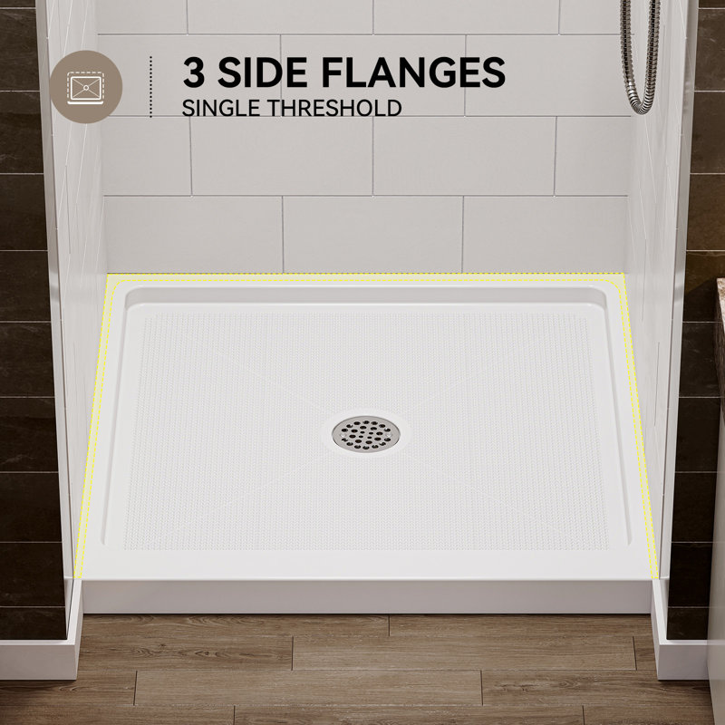 Base de bac de douche en alcôve avec drain central l 36 po x P 36 po