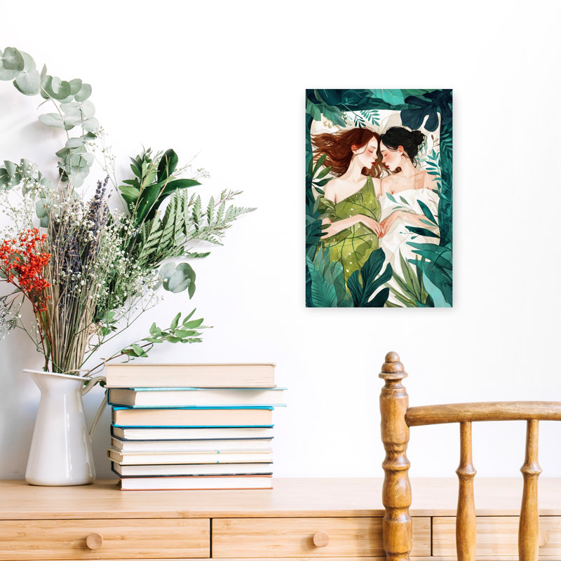 Tender Green Embrace Dreamy Organic Peaceful Nature Tropical Wall Art Print 1 Piece Wrapped Canvas Wall Art