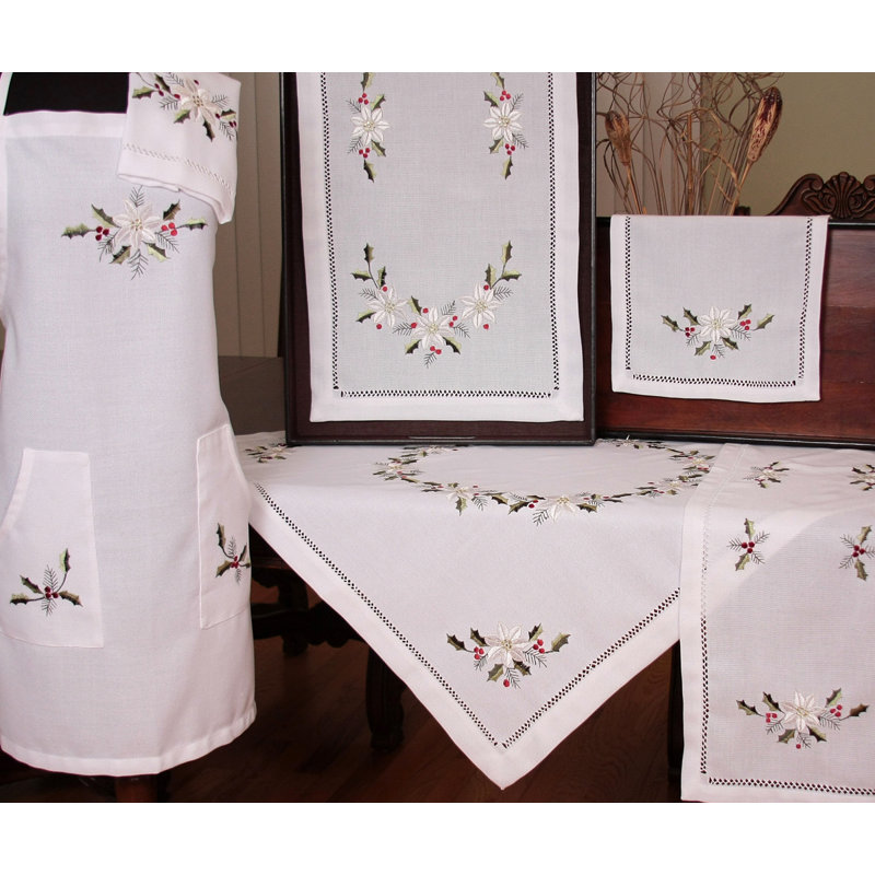 Samuelson Embroidered Hemstitch Table Topper, 34" L x 34" W