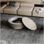 Table basse ronde 31,5 po avec rangement, table d'appoint moderne en placage de bois massif pour le salon et la chambre à coucher
