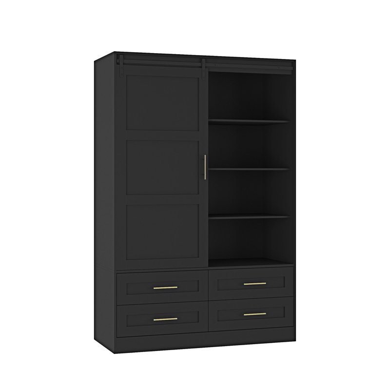 Armoire de rangement haute avec garde-robe, Noir