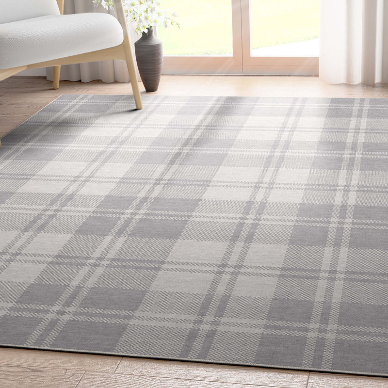 Tapis gris clair à tissage plat Kehr, Rectangle 5 pi x 7 pi