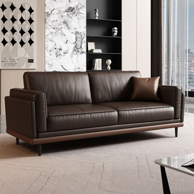 Coffee color Genuine Leather Standard Sofa