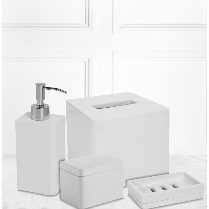 Glossy White Lacquer Resin Tissue Holder