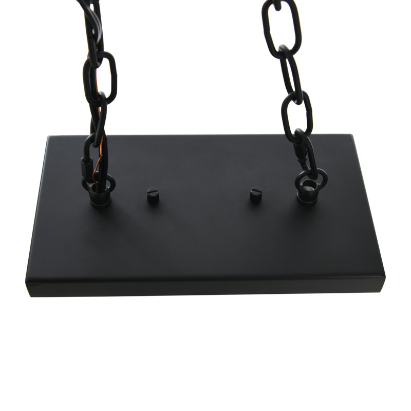 Metal and Seedy Glass 6-Light Linear Chandelier, Black