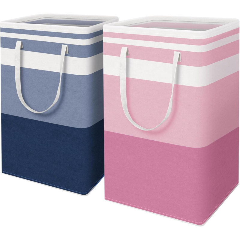 2 Pack Laundry Baskets Waterproof Freestanding Laundry Hampers Collapsible Clothes Hamper With Reinforced Handles In Laundry College Dorm Bathroom Bedroom