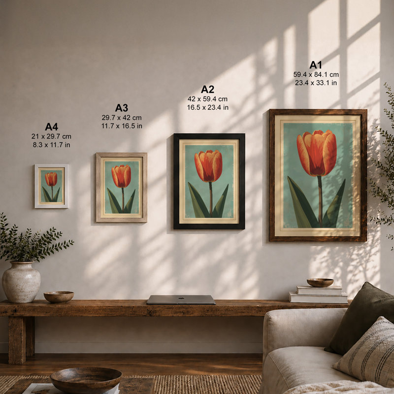 Striped Tulip Study Botanical - Print, Unframed, A1 - 84.1 x 59.4 cm