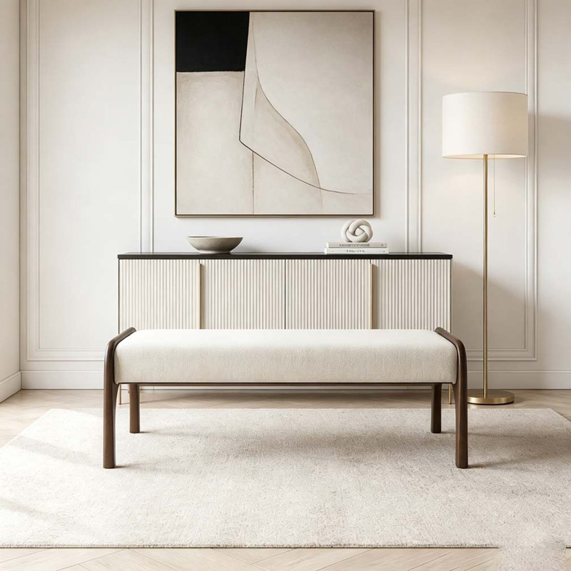 Banc long rembourré 50,25 po, Beige