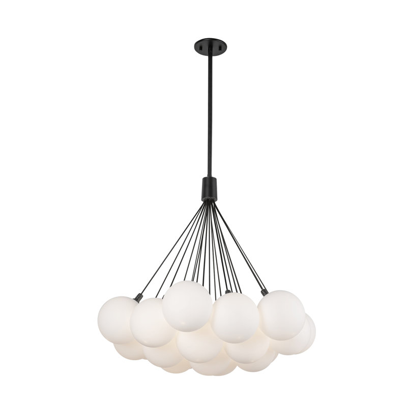 Bolla Steel LED Chandelier, Black, 19, 29" H x 28" W x 28" D