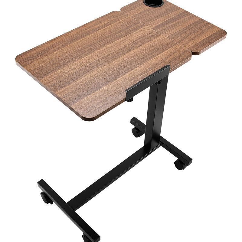 Bureau portable au-dessus du lit avec 4 roulettes, hauteur et angle réglables, bureau rabattable, porte-gobelet, pour bureau et bureau à domicile