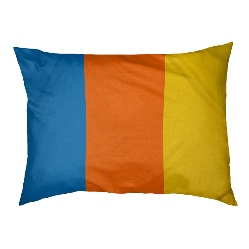 Coussin rectangulaire designer Miami, Grand (L 40 po x l 50 po), Bleu / rouge orangé / jaune