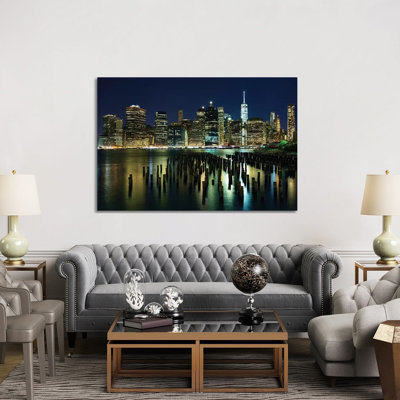 New York At Night VII by James McLoughlin - Wrapped Canvas Print