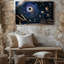 Toile, "Schéma cosmique visuellement époustouflant", art mural ancré par un vaste univers noir qui émet un tourbillon sur toile-1491053655