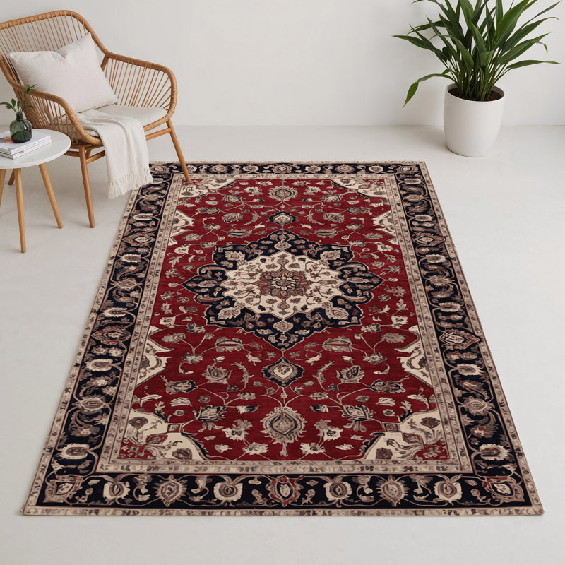 Tapis d'intérieur et d'extérieur rouge Persian, Rectangle 5 pi x 7 pi