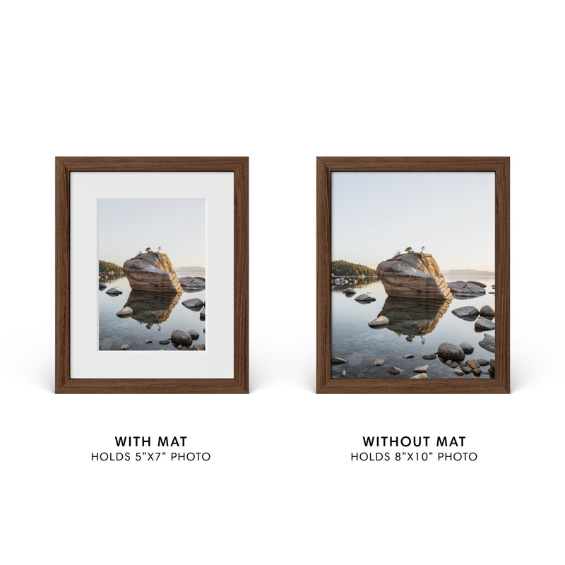 Solid Wood Picture Frame with Glass, Walnut, 8" W x 10" H
