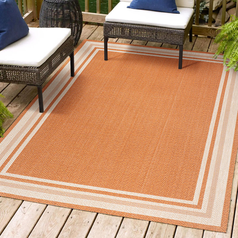 Tapis orange / crème James, Rectangle 7 pi 10 po x 10 pi