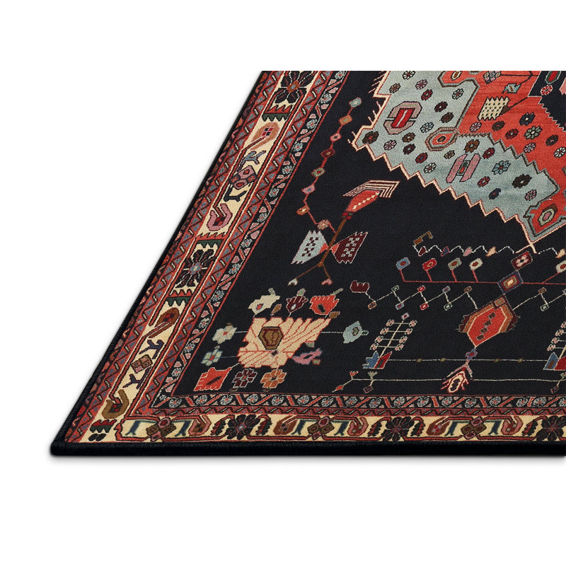 Tapis traditionnel mehroon/noir/bleu Luhrmann, Rectangle 4 pi x 6 pi