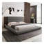 Floor Upholstered Platform Bed With Extended Wood Headboard   Bedside Shelf,No Box Spring Needed,Queen Size,Grey