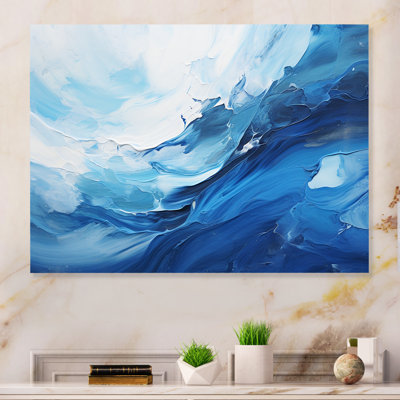 «Blue Emotional Tachisme Waves 4» - art mural en métal Tachisme MT136209