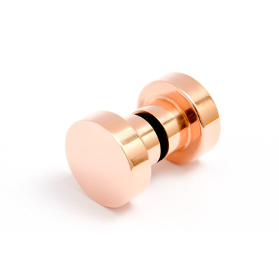 Round Glass Shower Knob "Spot" 1.18 inch Back To Back Door Knob in Polished Copper