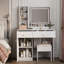 Bureau de coiffeuse Fashion avec miroir et lumières pour le maquillage, miroir de coiffeuse avec lumières et ensemble de table