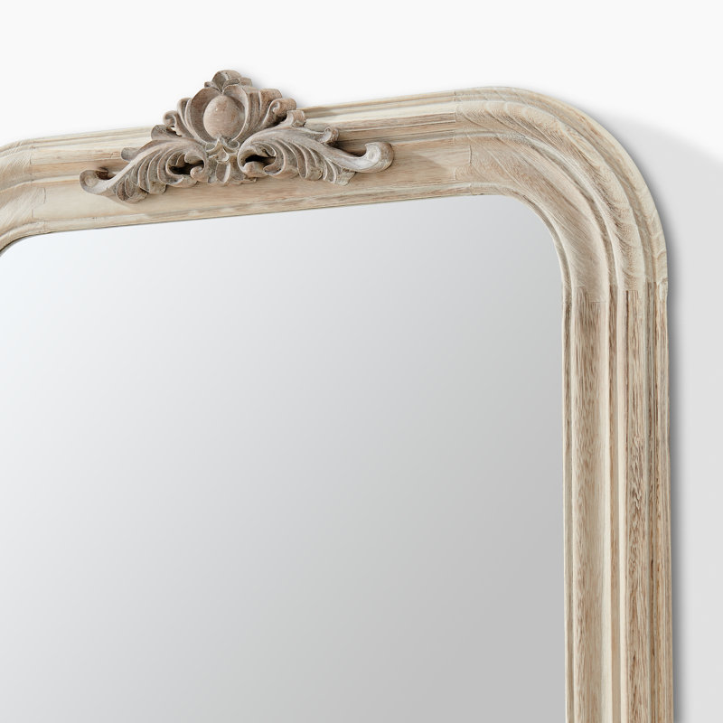 Francine Solid Wood Freestanding Overmantle Arch Mirror - Modern Regency Design, Whitewash