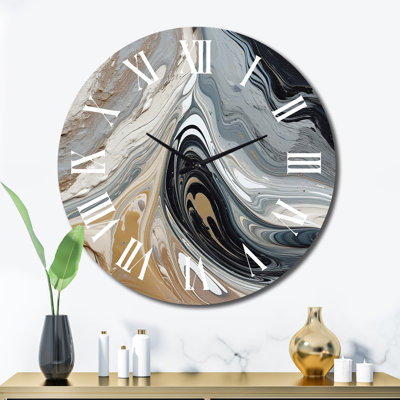 Grey Black Aqua Symphony Wall Clock