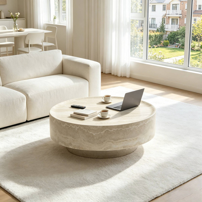 Table basse ronde avec base robuste