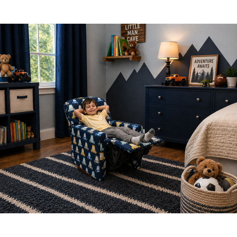 Kids Rocker Recliner Chair in Navy Cars - Multiple Patterns Available!, Navy Cars