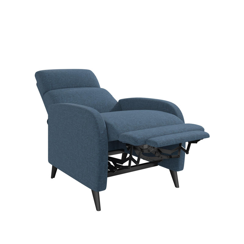 Bagtas Pushback Recliner, Blue Polyester Blend