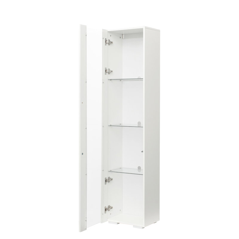 Armoire latérale avec panneau de particules de 15 mm et lampe monochrome bleue, l 40 x 29 x H 170 cm, lampe de rangement élégante en aluminium, espace