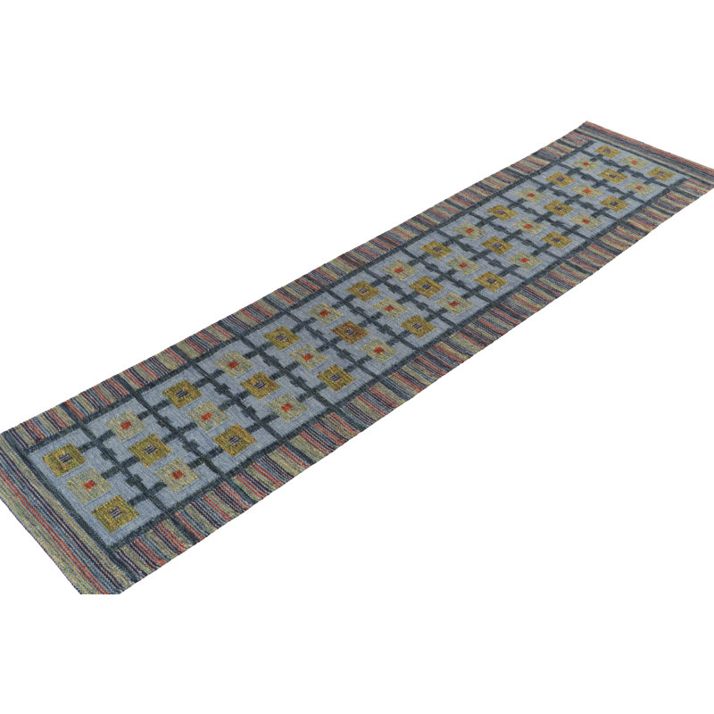 Scandinavian Wool Geometric Area Rug, Runner 3' x 8'