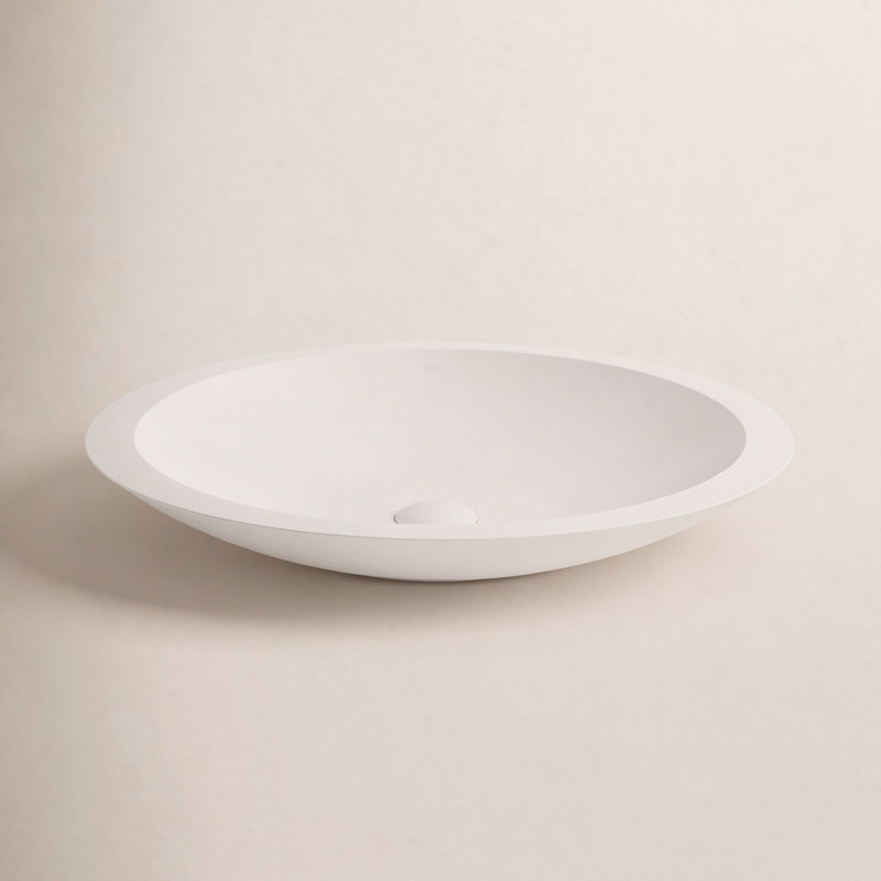 Lavabo de salle de bain ovale fait à la main blanc mat L 23 po x l 14 po x H 4 po Wisteria